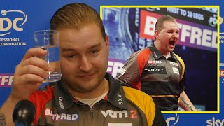 Dimitri Van den Bergh INSTANT REACTION to 9darter at World Matchplay [upl. by Cheri]