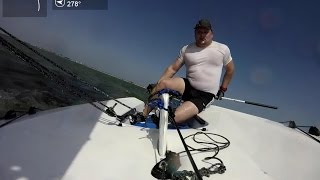 RS Aero 9  Jibing amp Capsizing in 20 mph Winds [upl. by Tuck]