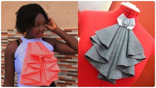 How To Cut And Sew Halter Neck Top With Front Raffles  DIY  freehand cutting [upl. by Abbey]