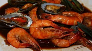 GARLIC BUTTERD SHRIMP NA MAY TAHONG  SEAFOOD RECIPE [upl. by Klinger]