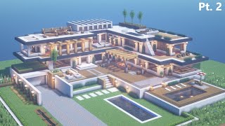 Minecraft Modern Mega Mansion Tutorial Pt 2  Architecture Build 11 [upl. by Zared]