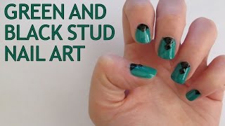 Green and Black Stud Nail Art [upl. by Akirea480]