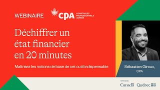 Webinaire CPA  Déchiffrer un état financier en 20 minutes [upl. by Atteynek]