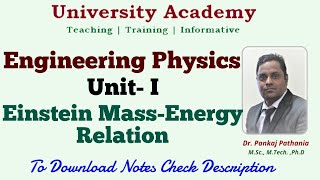 EP10 Einstein MassEnergy Relation  Relativistic Relation Between Energy and Momentum [upl. by Nakasuji6]