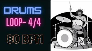 Drums Loop 80 BPM  44  Practice Along Drum Backing Track [upl. by Ogait]