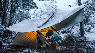 WINTER CAMPING In SNOW  Snowstorm  Heavy Rain [upl. by Demetra]