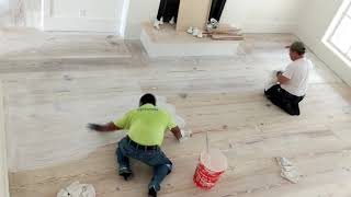 Applying stain to Pickled Wood Floor [upl. by Esyla]