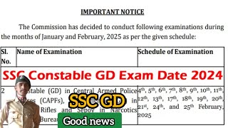 SSC Constable GD Exam Date 2024 SSC GD exam calender by semir [upl. by Neelhsa137]