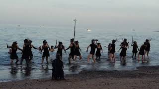 Beltane Border Morris dance Vixana just for fun in the sea Teign Maritime Shanty Festival 992023 [upl. by Enneite]