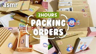 2hours ASMR packing orders with me  cute Korean sticker shop  packing asmr  packaging asmr [upl. by Aeduj]