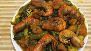 Chingri Mach Diye Pui Shaak Kumro Aloor Chorchori  Bengali Recipe [upl. by Ynetruoc540]