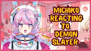 Michiko Reacting to Deamon slayer anime Exhibition anime demonslayer [upl. by Nibla]