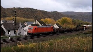 Züge im Rheintal  in Wellmich und Ehrenthal rechtsrheinisch  viel Güterverkehr [upl. by Mintun]