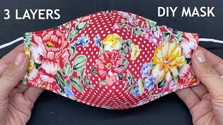 Very Easy Diy Breathable Face Mask New Style 3 Layers 2 IN 1 Easy Pattern Sewing Tutorial At Home [upl. by Eidaj]