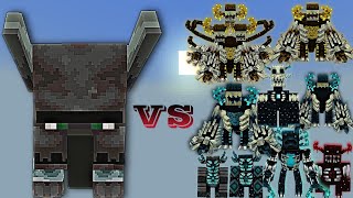 Ravager Titan vs Warden Plus All Wardens  Minecraft Bedrock  Mob Battle [upl. by Atsirt]