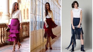 FALDAS CON FLECOS 👗 ¡15 Grandiosos Diseños Moda Fashion Faldas [upl. by Ailimac]