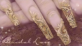 Wedding Nails  Bridal Lace  Glass Nails and Lace  Black Swan Beauty [upl. by Yla]