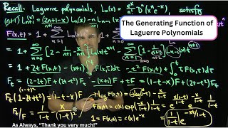 The Generating Function for Laguerre Polynomials [upl. by Adnuhsal]