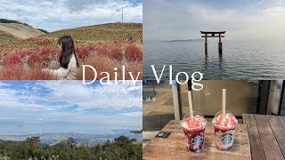 【vlog】終於見到水上鳥居⛩️  滋賀びわこ箱館山 自駕一日遊  スターバックス 新商品  ラーメン大戦争  日本留學 [upl. by Edina]