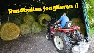 Rundballen jonglieren im neuen Weidezelt  Resümee Gehl Rundballenpresse [upl. by Surad]