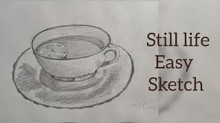 Easy pencil sketch of still life  simple pencil drawings for beginners step by step [upl. by Ardnuat]