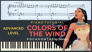 COLORS OF THE WIND – Pocahontas Disney  ADVANCED Instrumental Cover – Piano Tutorial  SHEETS [upl. by Katusha]