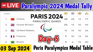 DAY 5🥇PERIS 2024 PARALYMPIC GAMES MEDAL TABLE UPDATES AS OF 03 SEP MEDAL STANDING TALLY [upl. by Nednal]