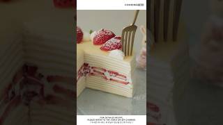 딸기 하트 뿅뿅 우유 크림 딸기 크레이프 케이크 Milk Cream Strawberry Crepe Cake Shorts Baking [upl. by Nykal]