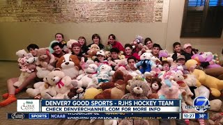 RJHS Raiders Hockey Team Has Teddy Bear Toss for Kids in Game Against Mountain Vista [upl. by Reniti]