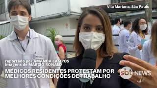 Médicos residentes protestam por melhores condições de trabalho  SBT News [upl. by Ever862]