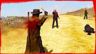 THROWING KNIVES in Red Dead Redemption EUPHORIA Ragdolls ‎  XBOX X Enhanced 2018 🤠 [upl. by Nythsa]