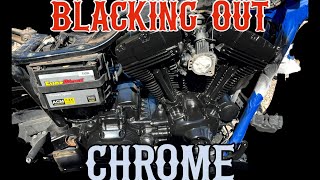 Blacking out chrome Harley twin cam [upl. by Diaz123]