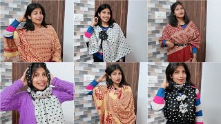 6 Ways  How to style your StoleShawl in new ways ✅  Shivisingh vlogs hacks shawl stole [upl. by Demott118]