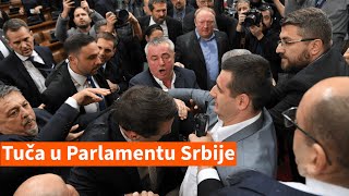 Tuča vlasti i opozicije u Parlamentu Srbije [upl. by Nylatsirk]