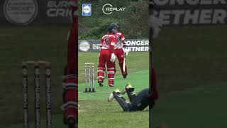 Rashid Hashmi pulls off a stunning catch behind the stumps 🤯 EuropeanCricketSeries [upl. by Nnyrat]