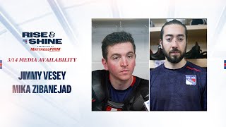 NYR at TBL Jimmy Vesey and Mika Zibanejad Pregame Media Availability  March 14 2024 [upl. by Isbella]