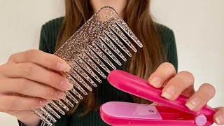 ASMR Straightening your hair  hair brushing  camera combing  spray sounds  no talking [upl. by Eltsryk130]