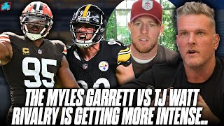 The Myles Garrett vs TJ Watt Rivalry Is Still Picking Up Intensity  Pat McAfee Show [upl. by Sarat]