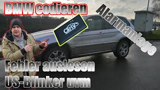 Codieren mit der Carly App und Adapter am BMW X5  USBlinker Alarmanlage uvm kodieren [upl. by Nnylatsirk]