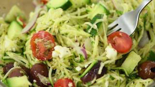 Club Chefman Recipe Greek Zoodle Salad [upl. by Anyahc]