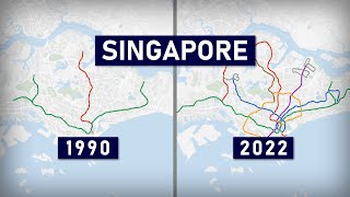 Evolution of the Singapore MRT 19872022 geographic map [upl. by Doykos728]