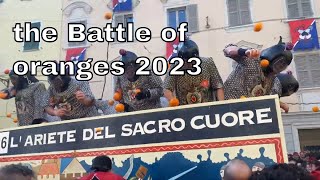 the Battle of oranges in Ivrea Italy 2023 [upl. by Aihpos401]