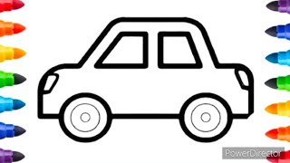 How to draw a car  car drawing and coloring easy for Kids and Toddlers [upl. by Sathrum973]