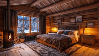 Fall Asleep Fast 90 Effective Warm Cabin Ambience amp Howling Cold Wind Sounds for Deep Sleep 247 [upl. by Saitam121]