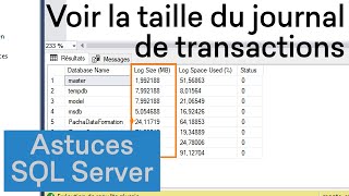 Comment voir la taille du journal de transactions dans SQL Server [upl. by Hymie]