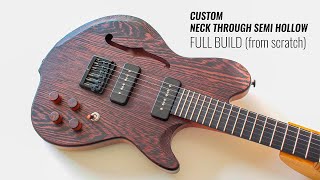 Custom NECK THROUGH Guitar Build from scratch full build no talking [upl. by Nahtanaoj]