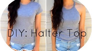 DIY HALTER TOP TSHIRT [upl. by Cyma]