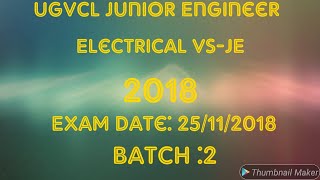 UGVCL Junior Engineer Electrical VSJE 2018  Full Paper Solution 2018 [upl. by Oimetra]