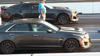 New 2017 ZL1 vs 2017 CTSV Cadillac  drag race [upl. by Moyna]