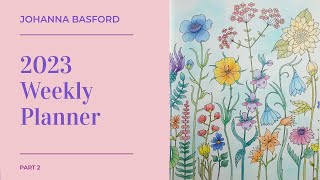 Adult Colouring Tutorial Flowers from Johanna Basford Weekly Planner part 2 [upl. by Erlina]